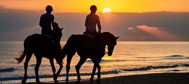 Paseo a caballo al atardecer por Doñana en Mazagon